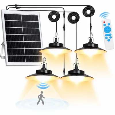 Image de LED Lampe solaire à suspendre Lampes solaires pour extérieur intérieur Détecteur de mouvement LED Lampe solaire à suspendre Lampes solaires à suspendre pour pavillons Garage Entrepôts