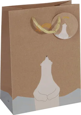 Produktbild von SIGEL GT050 Geschenktasche mittel - beige  - mit Bodeneinlage, Geschenkanhänger und farblich abgestimmten Tragekordeln - Kraftkarton - 17 x 23 cm