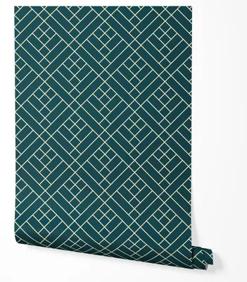 Produktbild von Selbstklebende Tapete Möbelfolie Geometrisch Muster Grün Gold Linien Modernes Design Art Deco Tapete Wohnzimmer Schlafzimmer Flur 10m x 0,5m
