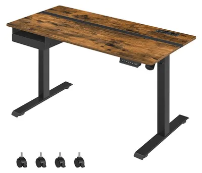 Produktbild von Höhenverstellbarer Schreibtisch - Schreibtisch - Vintage - Braun-Schwarz - 60 x 140 cm