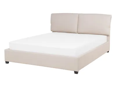 Produktbild von BELIANI Polsterbett Beige 140 x 200 cm Leinenoptik Mit Lattenrost Holzbeine Elegant Klassisch