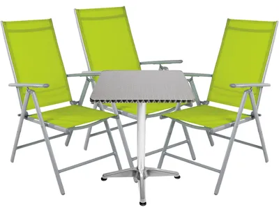 Produktbild von Bistrogarnitur 4-teilig Aluminium - Textilen / Lime