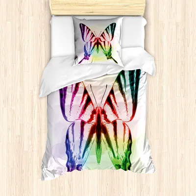 Produktbild von ABAKUHAUS Schwalbenschwanz-Schmetterling Mantele, Schmetterlings-Regenbogen, Milbensicher Allergiker geeignet mit Kissenbezügen, 135 cm x 200 cm - 80 x 80 cm, Mehrfarbig
