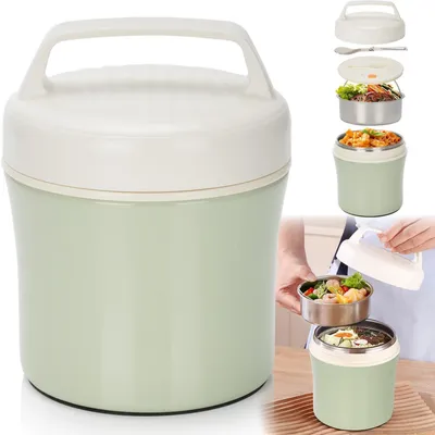Immagine prodotto di Contenitore termico per alimenti da 1200 ml, in acciaio inossidabile, con coperchio e cucchiaio