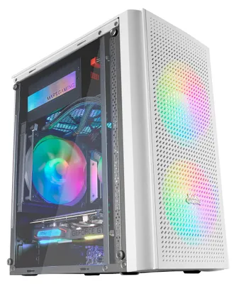 Produktbild von Mars Gaming MC300W, Mini Tower, PC, Weiß, micro ATX, Mini-ITX, Blau, Grün, Rot, 16 cm