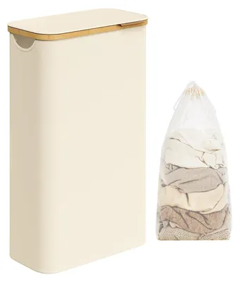 Immagine prodotto di Cesto per la biancheria con coperchio bianco – Contenitore di stoccaggio da 60 litri