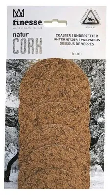 Image de Dessous de verre ronds en liège 12 pièces (2 lots de 6) – liège naturel, antidérapants