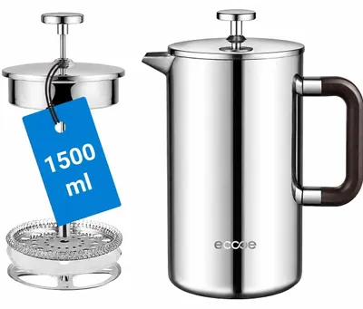 French Press 1500 ml, Edelstahl, doppelwandig isoliert
