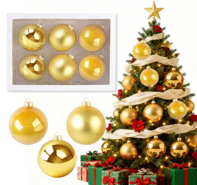Produktbild von Weihnachtskugeln Glas Gold 10cm, 6 Stück Christbaumkugeln Glas Christbaumschmuck Gold Groß Weihnachtsbaumschmuck Weihnachts Dekoration