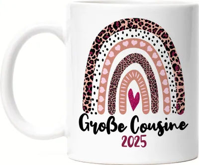 Produktbild von Große Cousine 2025 Tasse Weiß Love Family Beschützerin Liebe Familie Spaß Freude Modern Zusammenhalt Cousinen
