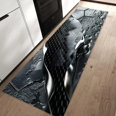 Produktbild von Küchenteppich 80x250cm rutschfest & abwischbar PVC Läufer - Hexagon Muster