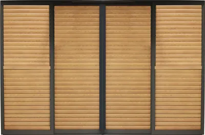 Immagine prodotto di Milani Home - laterale scorrevole con lamelle per pergola bioclimatica, 370 x 4 x 238 cm, effetto legno