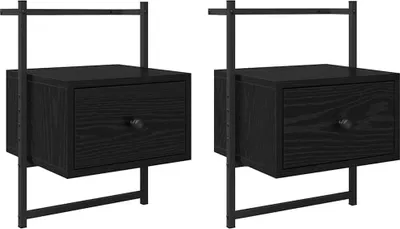 Produktbild von Nachttisch 2 pcs Schwarz Eichen-Optik 35 x 30 x 51 cm