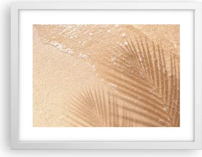 Produktbild von Gerahmtes Poster - Weißer Rahmen - Sand Schatten Blätter - 40x30 cm - Wand Bild - Wanddeko - Wandbilder - Kunstposter - Wandposter - Bilderrahmen - Bilder - Kunstdruck - P2WAA40x30-4580
