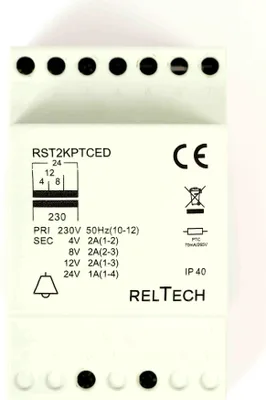 Obrázok produktu pre Reltech zvončekový transformátor, 230 V, 4-8-12-24 V, 2-2-2-1 A, 1 ks.