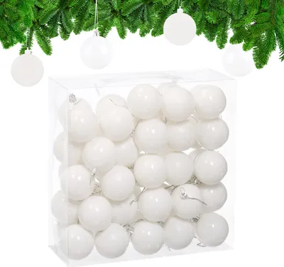 Immagine prodotto di Set da 50 palline natalizie Relaxdays, decorazioni natalizie, opache e lucide, palline per l'albero di Natale ∅ 6 cm, decorazioni per l'albero di Natale, bianche