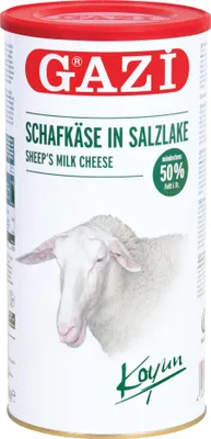 Obrázek produktu pro Ovčí sýr Gazi ve slaném nálevu 800g 50% tuku v sušině ovčí sýr v plechovce Koyun peyniri