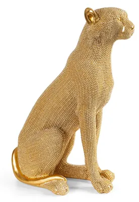 Zdjęcie produktu dla Duża figurka pantery 32x16x43 cm złota siedząca