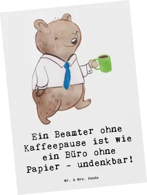 Produktbild von Mr. & Mrs. Panda Postkarte Beamter Kaffeepause - Weiß - Geschenk, Ansichtskarten, Berufsprodukte, Postkarten, Humor, Dankeschön, Ansichtskarte, Positivität, Jubiläen