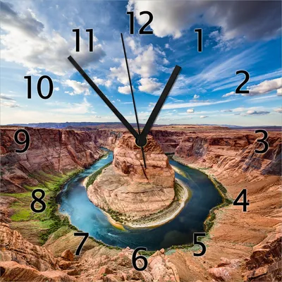 Produktbild von Wallario Design Wanduhr Grand Canyon aus Echtglas, Größe 30 x 30 cm