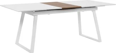 Zdjęcie produktu dla BELIANI Stół do jadalni rozsuwany biały ciemne drewno 90x160/200 cm skandynawski nowoczesny 8 osób kuchnia