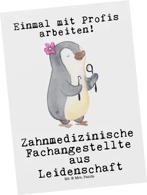 Produktbild von Mr. & Mrs. Panda Postkarte Zahnmedizinische Fachangestellte Leidenschaft - Weiß - Geschenk, Ansichtskarten, Grußkarte, Postkarten, bildkarte, Ansichtskarte