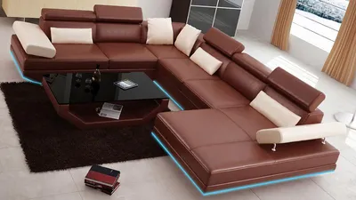 Zdjęcie produktu dla Skórzana sofa Sofa Kanapa Część dzienna Zestaw narożników Nowoczesna sofa z USB