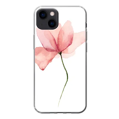 Produktbild von MuchoWow® Handyhülle Schutzhülle Hülle für iPhone 13 Blumen - Aquarell - Rosa Silikon Softcase Handy Hülle - Karteninhaber