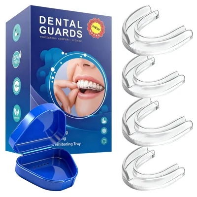 Imagen del producto de 4 protectores bucales para bruxismo nocturno, protectores dentales, protección nocturna