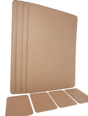 Tischsets und Untersetzer 4er-Set aus recyceltem Leder, 45,7 x 33,02 cm, camel