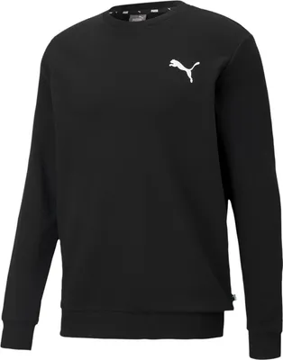 A black Puma sweatshirt with a small white Puma logo on the left chest.
