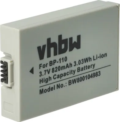 Produktbild von vhbw Akku Ersatz für Canon BP-110 für Videokamera Camcorder (800 mAh, 3,7 V, Li-Ion) + Infochip
