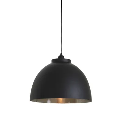 Productafbeelding van Light & Living hanglamp, diameter 45 cm, hoogte 31 cm, model KYLIE, buitenkant zwart, binnenkant nikkel