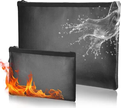 Obrázok produktu pre Ohňovzdorné obálky na dokumenty Ancable set of 2 - vodotesné silikónové obálky zo sklených vlákien, 2 veľkosti: 34 x 24 cm a 20,5 x 13,5 cm, na dokumenty A4, pasy, bankové dokumenty a cennosti