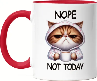 Produktbild von Nope Not Today Tasse Rot Katze Lustig Süß Geschenkidee für Morgenmuffel