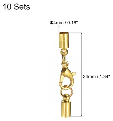 Produktbild von 10 Stš¹ck Kettenverschluss 4mm Lederkordel Endkappen mit Karabinerverschlš¹ssen Verschluss fš¹r Armb?nder Verschlš¹sse DIY Schmuckherstellung Herstellung Lederarmb?ndern, Goldfarben