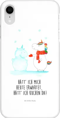 Produktbild von Mr. & Mrs. Panda Iphone XR Handyhülle Einhorn Schneemann - Weiß - Geschenk, Premium Kunststoff, Handy Case, Winter, Weihnachten, Kuchen, Handschuhe, Schnee, Unicorn