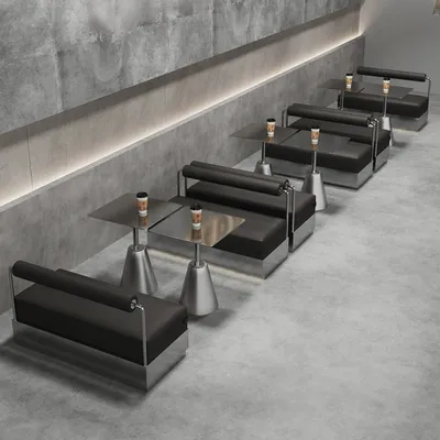 Produktbild von Edelstahl-Sitzbank, Lounge-Bank, Bank mit zylindrischer Rückenlehne, Restaurantbank, Caféstuhl, Gepolsterte Bank, Zweisitzer 120×60×75 cm