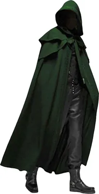 Zdjęcie produktu dla Płaszcz z kapturem na Halloween, uniwersalny, dla mężczyzn i kobiet. Długi płaszcz, idealny do kostiumów, cosplayu, imprez tematycznych i rekwizytów. Styl retro, średniowieczny, gotycki. Płaszcz na Halloween (rozmiar S)