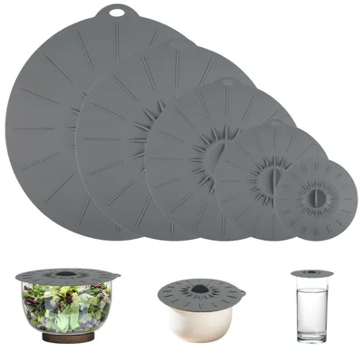 Image de Couvercles en silicone - Réutilisables et sans BPA - Pour conserver les aliments frais - Coffret comprenant plusieurs pièces