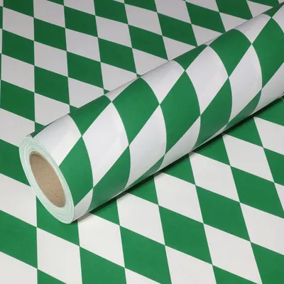 Produktbild von 50m x 0,40m JUNOPAX® Geschenkpapier Raute grün-weiß