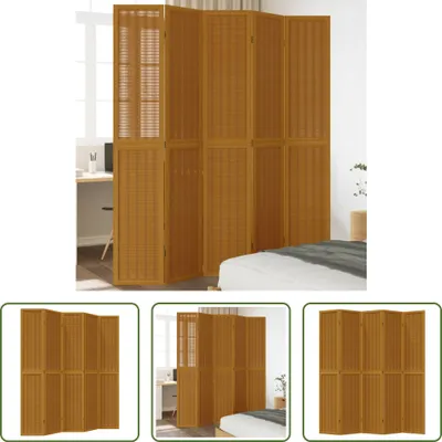 Imagen del producto de El juego de separadores de ambientes "The Living Store", de 5 piezas, en madera maciza de paulownia, color marrón