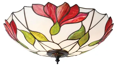 Obrázek produktu pro Kruhový stropní svítidlo BOTANICA, hnědé, 2xE27x20W, sklo, rozměry: 16x45x45 cm, IP20, Tiffany