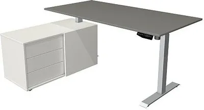 Produktbild von Kerkmann Schreibtisch Sitz- /Stehtisch Move 1 silber mit Sideboard  grafit