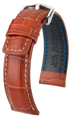 Produktbild von Hirsch Grand Duke L Gelbbraunes geprägtes Lederarmband 22 mm 02528070-2-22