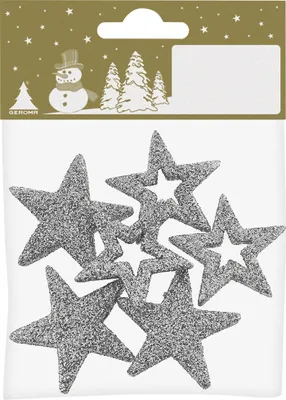 Produktbild von Dekosterne Kunststoff 3,5 cm silber 6 Stück