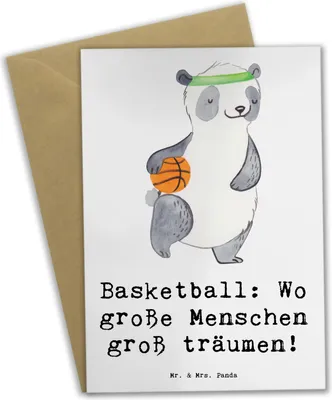 Produktbild von Mr. & Mrs. Panda Beileidskarte Basketball Träume - Weiß - Geschenk, valentinstagskarte, Teamsport, Sportler, babykarte, Geschenke, einladungskarten, weihnachtskarten