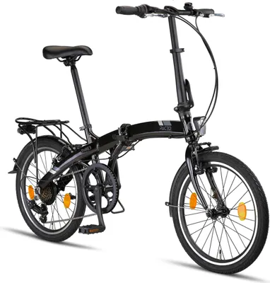 Produktbild von PACTO THREE Hochwertiges Klappfahrrad 27cm Aluminiumrahmen 20 Zoll Aluminiumräder 6 Speed Shimano Gänge Faltrad V-Bremsen Faltfahrrad Klapprad Schwarz