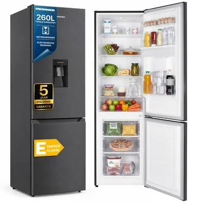 Productafbeelding van Heinner HC-HM260DGWDE++ Koel-vriescombinatie 260 L, Waterdispenser, Vingerafdrukbestendig, Antracietgrijs