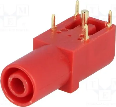 Immagine prodotto di 1 connettore da 33 mm per terminali a banana piatti, 4 mm, 4 mm, 24 A, colore rosso